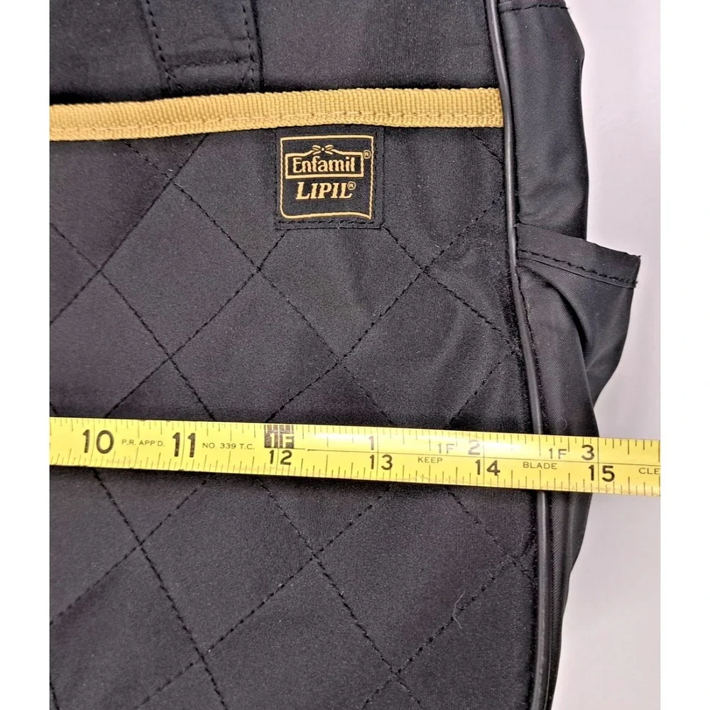 Enfamil Lipil Diaper Bag Black Tan Polka Dot Lining Infant Formula Pocket 14x9x5